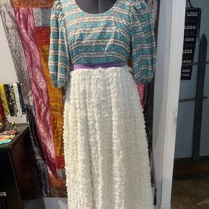 Hand made vintage dress lace bottom, floral top Cotton